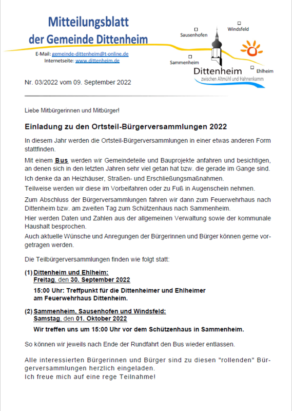 Bild des Mitteilungsblatts Dittenheim Nr. 03/2022